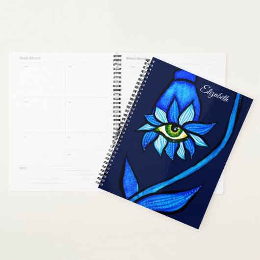 Midnight Gothic Eye Flower - Dark Blue Botanical (Devant avec enveloppe)