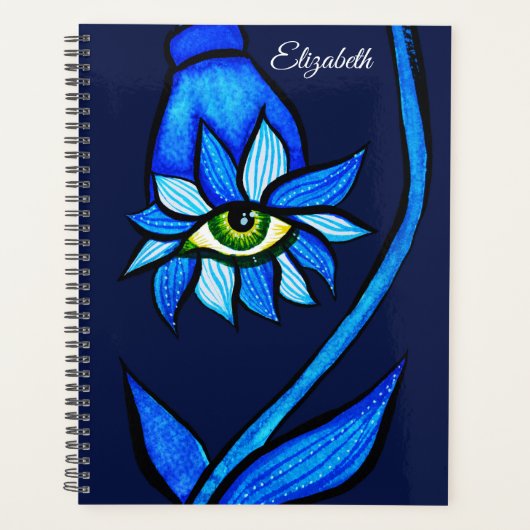 Midnight Gothic Eye Flower - Dark Blue Botanical (Devant)