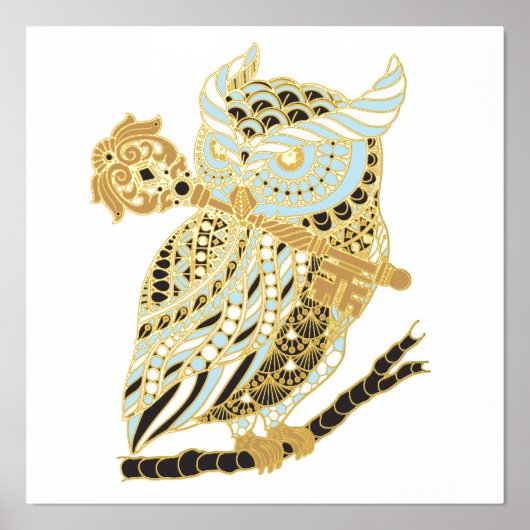 Midnight Great Horned Owl Folie Afdrukken (Voorkant)