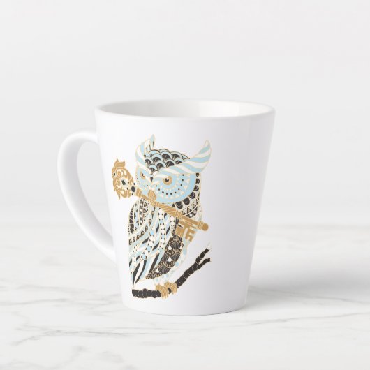 Midnight Great Horned Owl Latte Mok (Linkerhoek)