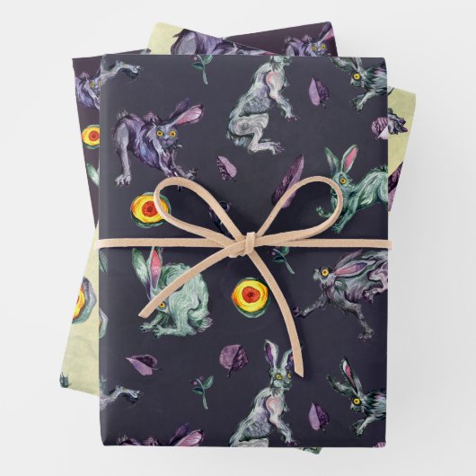 Midnight Hare Magic Wrapping Paper Set (In situ)