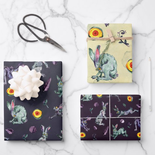 Midnight Hare Magic Wrapping Paper Set (Voorkant)
