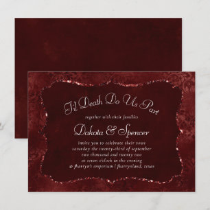 Midnight Henna Romance   Red Satiny Grunge Damask Kaart