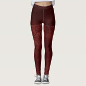 Midnight Henna Romance | Red Satiny Grunge Damask Leggings (Voorkant)