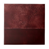 Midnight Henna Romance | Red Satiny Grunge Damask Tegeltje (Voorkant)