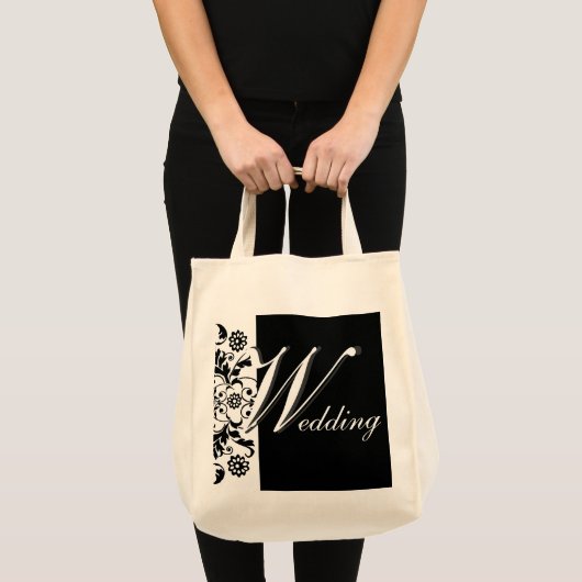 Midnight in Paris Black Lace Wedding Script Tote Bag (Voorkant (product))