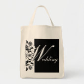 Midnight in Paris Black Lace Wedding Script Tote Bag (Voorkant)