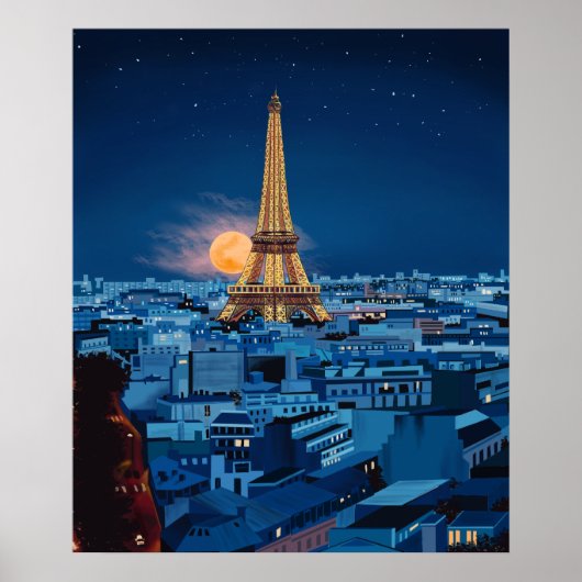 Midnight in Paris cityscape Poster (Voorkant)