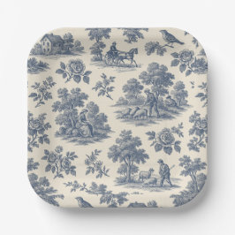 Midnight in the Meadow - Blauw Toile Paper Borden Papieren Bordje