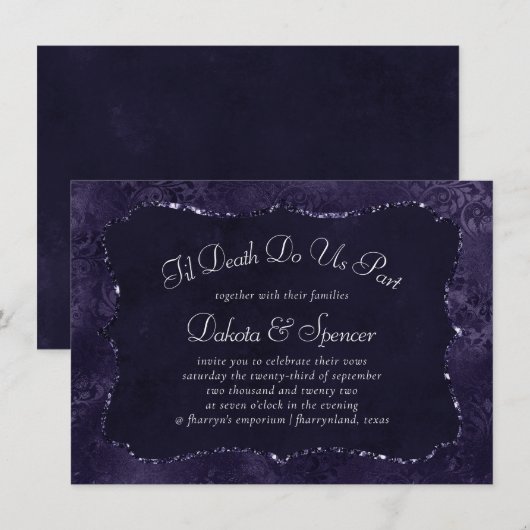 Midnight Indigo Romance | Satiny Grunge bruiloft Kaart (Voorkant / Achterkant)