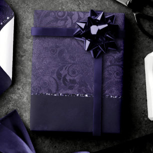 Midnight Indigo Romance Satiny Grunge Damask Cadeaupapier