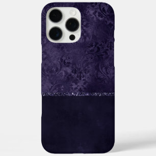 Midnight Indigo Romance   Satiny Grunge Damask iPhone 16 Pro Max Hoesje