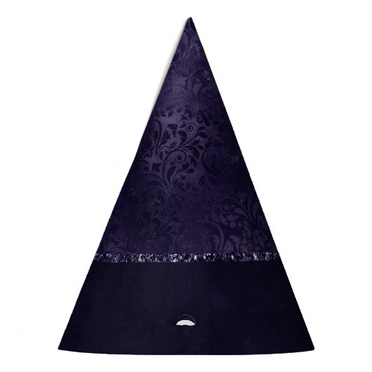 Midnight Indigo Romance | Satiny Grunge Damask Feesthoedjes (Links)