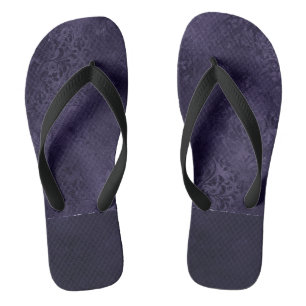 Midnight Indigo Romance   Satiny Grunge Damask Teenslippers