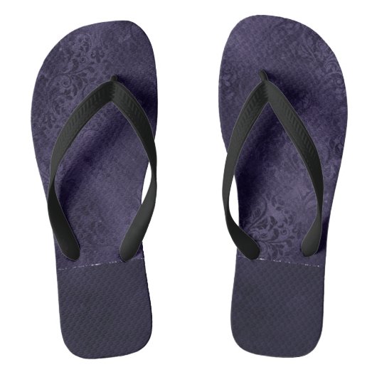 Midnight Indigo Romance | Satiny Grunge Damask Teenslippers (Voetbed)