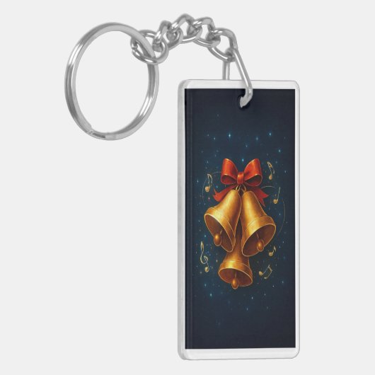 Midnight Jingle: Holiday Keychain with Golden Glow (Voorkant Links)