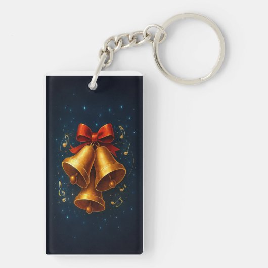 Midnight Jingle: Holiday Keychain with Golden Glow (achterkant)