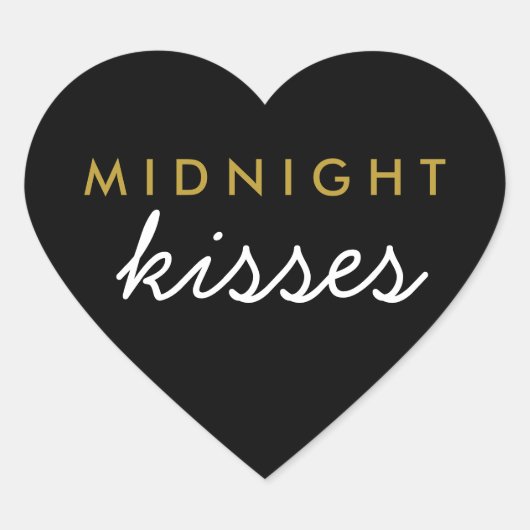 Midnight Kisses Wedding Party Sticker Black Gold (Voorkant)