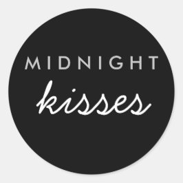 Midnight Kisses Wedding Party Sticker Black Silver
