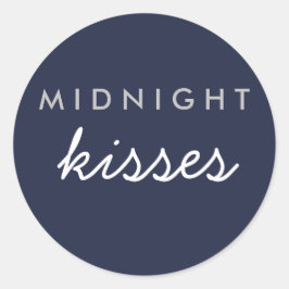 Midnight Kisses Wedding Party Sticker Navy Silver