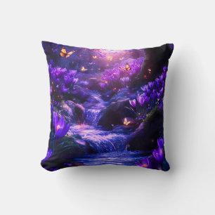 Midnight Lavender Cascade Bloesems Kussen