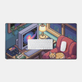 Midnight Lofi Pixel Art Retro Room Desk Mat (Clavier et souris)