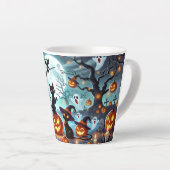 Midnight Magic: Black Cats & Pumpkins Halloween  Latte Mok (Rechterhoek)