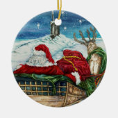 Midnight Magic Submarine Santa Ceramic Ornament (Voorkant)