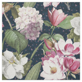 Midnight Magnolia Garden Elegant Botanical Stof