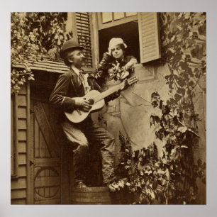 Midnight Mainstrel Serenade - Vintage 1881 Poster