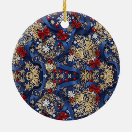 Midnight Majesty — Blue & Gold Christmas Ornament (Achterkant)