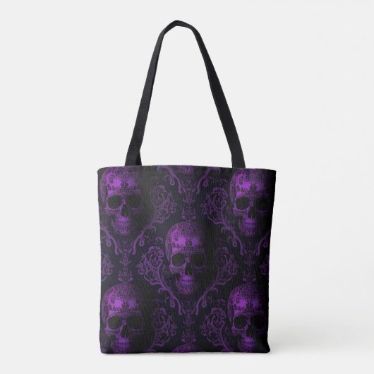 Midnight Majesty Gothic Skull Tote – Purple Baroqu Draagtas (Achterkant)