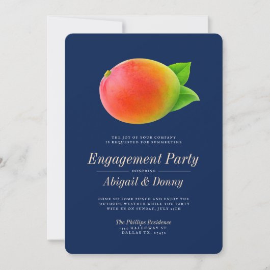 Midnight Mango | Buitenfeest verlovingsfeest Kaart (Voorkant)