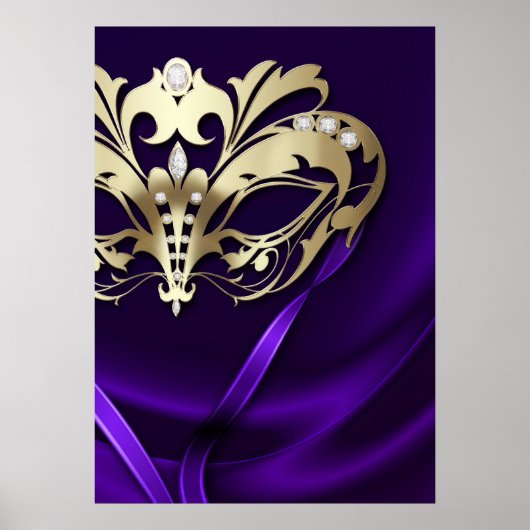 Midnight Masquerade Faux Jewel Paars Poster (Voorkant)