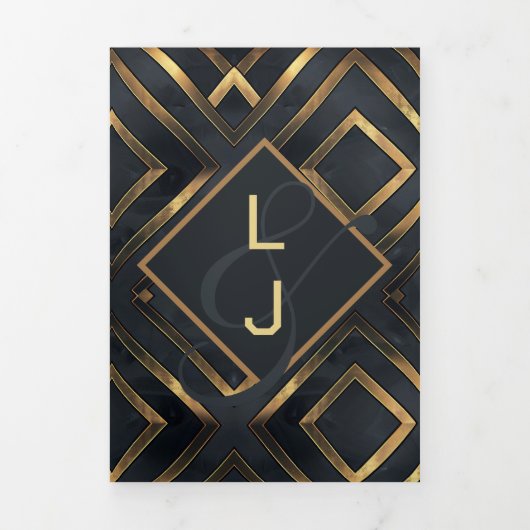 Midnight moderne gouden bruiloft drieluik uitnodiging (Cover)