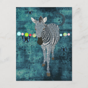 Midnight Moonlight Zebra Briefkaart