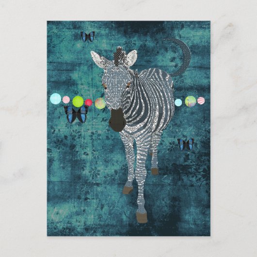Midnight Moonlight Zebra Briefkaart (Voorkant)