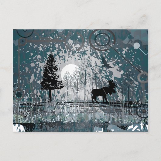 Midnight Moose Scene Briefkaart (Voorkant)
