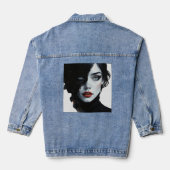 Midnight Muse - Ink-Splash Portret Denim Jacket (Achterkant)