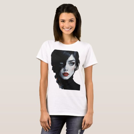 Midnight Muse - Ink-Splash Portret T-shirt (Voorkant volledig)