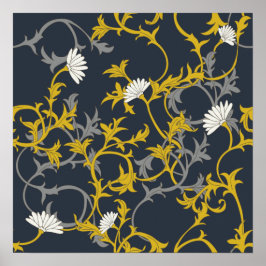 Midnight Mustard Floral Poster