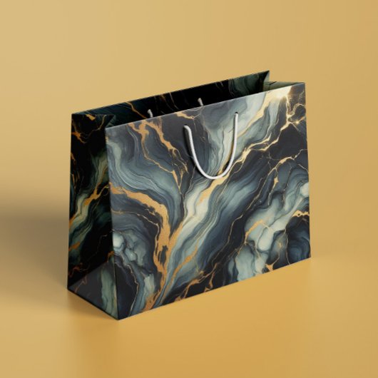 Midnight Navy and Gold Marble Artistic Pattern Groot Cadeauzakje
