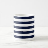 Midnight Navy Blauwe en Witte Strepen Koffiemok (Center)