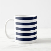 Midnight Navy Blauwe en Witte Strepen Koffiemok (Links)