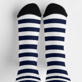 Midnight Navy Blauwe en Witte Strepen Sokken (Top)