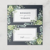 Midnight Navy Blue Succulent Bruiloft Gepersonalis (Buitenkant ongevouwen)