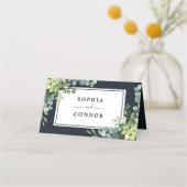 Midnight Navy Blue Succulent Bruiloft Gepersonalis (Achterkant)