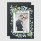 Midnight Navy Blue Succulent Save the Date Magnet (Voorkant / Achterkant)