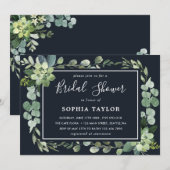 Midnight Navy Blue Succulent Vrijgezellenfeest Kaart (Voorkant / Achterkant)