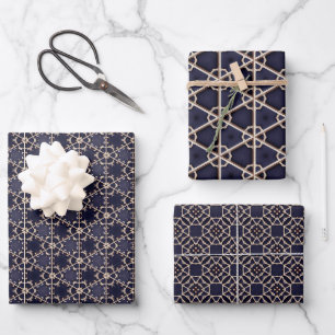 Midnight Navy en Gold Elegant Design Inpakpapier Vel